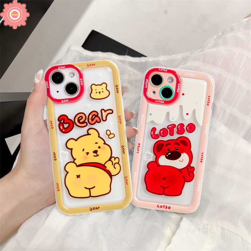 Case Realme C55 7i C30 C6i 5 5i 5s C21Y C35 C15 C25 C11 2021 C20 C3 C1 C2 C30S Realme C12 C33 C11 2020 C25Y C25s Winnie the Pooh Strawberry Bear Manyo Soft Cover Tahan Guncangan