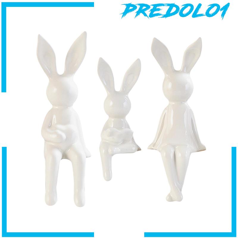 [Predolo1] 3pcs Patung Keluarga Kelinci Gambar Hewan Kamar Tidur Bunny Statue