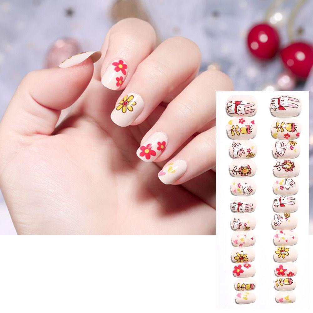 AUGUSTINA Agustina Nail Art Decal Hiasan Kuku Nail Art Candy Color Kartun Manicure Tools Tekan Pada Kuku Kuku Palsu