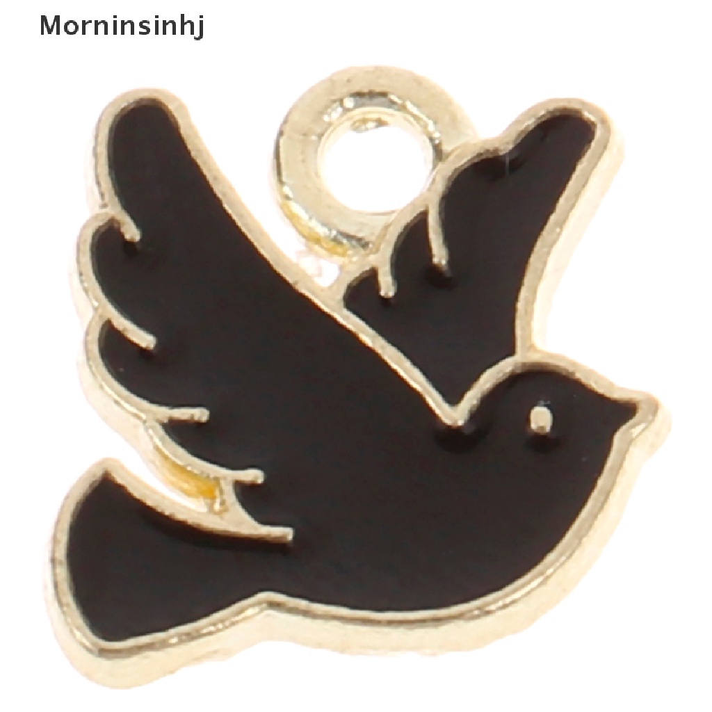 Mornin 10pcs 10*10mm Liontin Metal Peace Dove Untuk Membuat Perhiasan DIY Aksesoris id