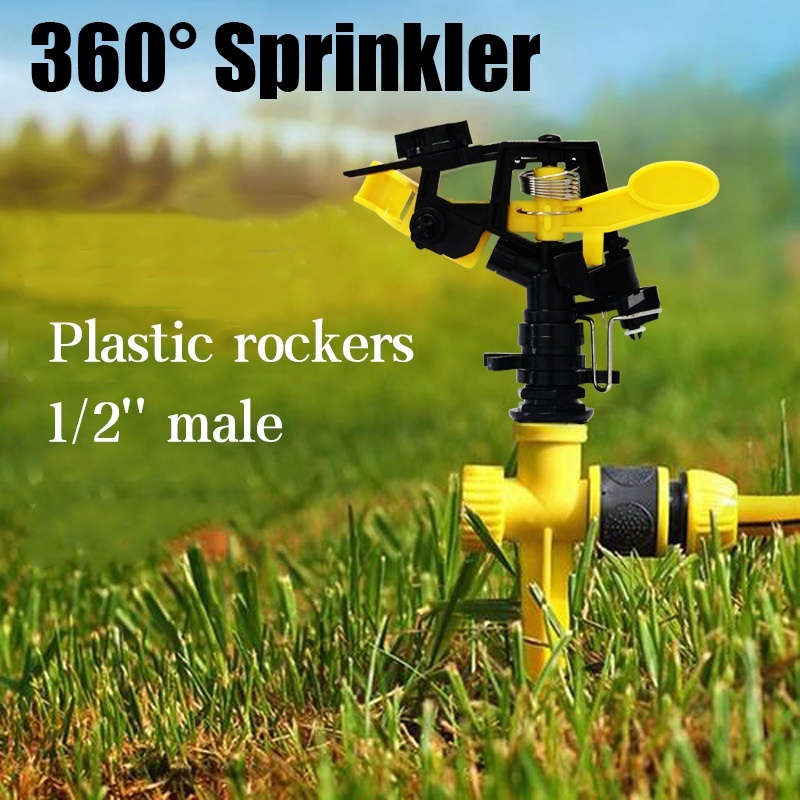 Sprinkler Rotasi Otomatis 360derajat Sprinkler Rocker Adjustable Untuk Sambungan Ulir 4 Titik Universal Irigasi Taman Pertanian