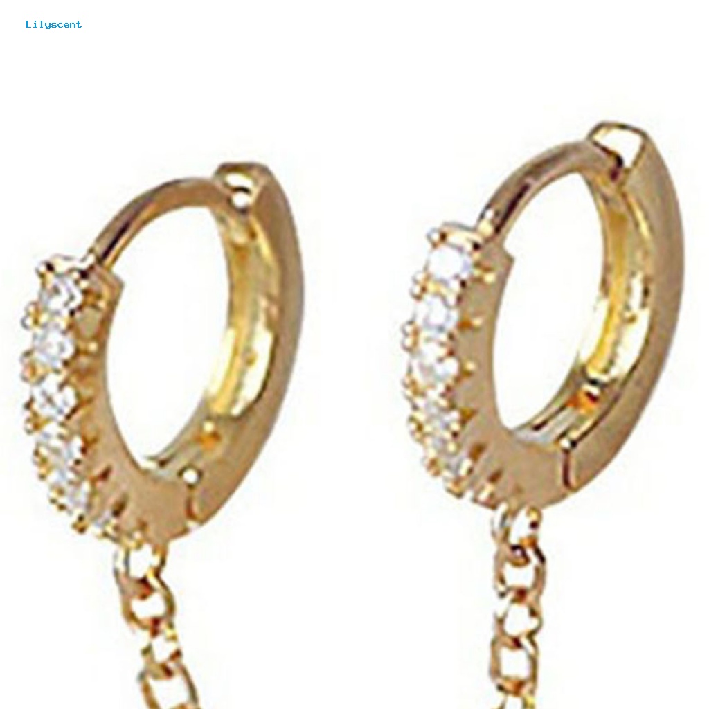 Lilyscent 1pasang Anting Pesta Halus Untuk Pacaran Rantai Mengkilap Anting Rumbai Semua Pertandingan