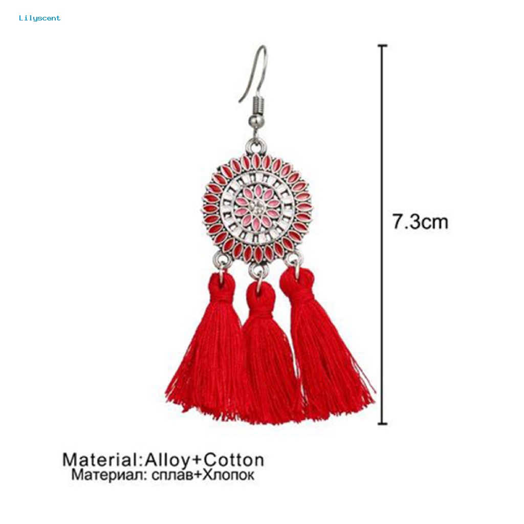 Anting Rumbai Bahan Alloy Lilyscent Untuk Travel Bunga Matahari Rumbai Menjuntai Perhiasan Earrings Bohemian