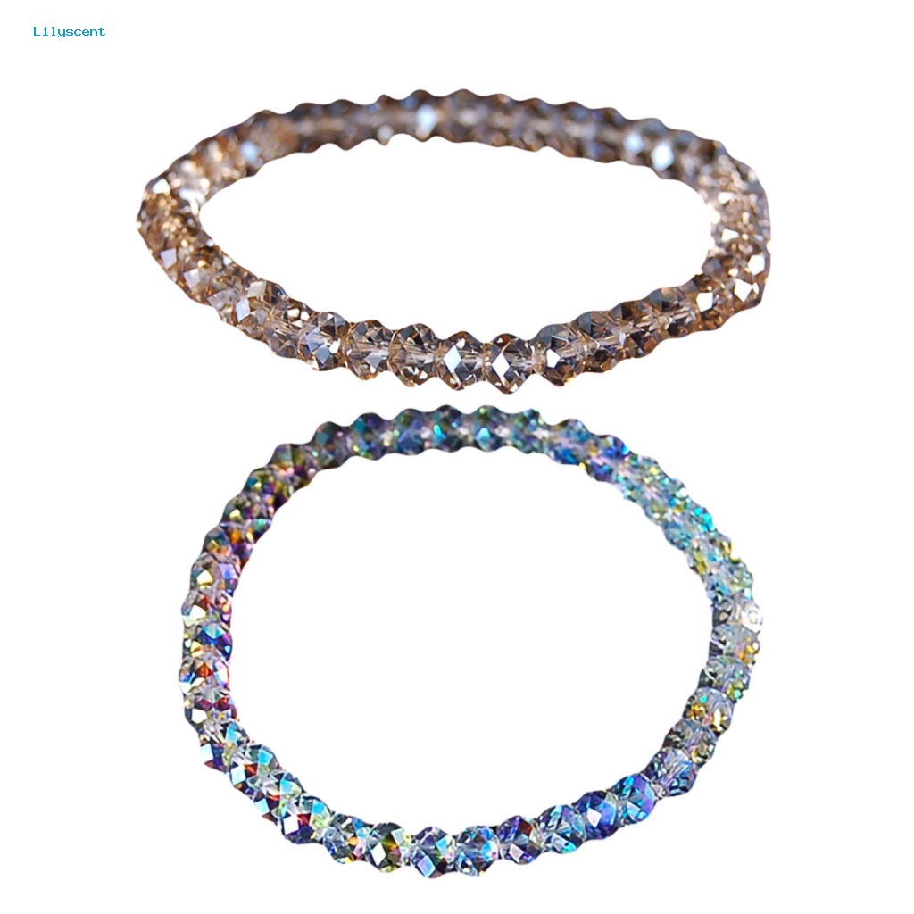 Lilyscent Alloy Bangle Untuk Belanja Wanita Elastis Shiny Bead Bracelet Bangle Indah