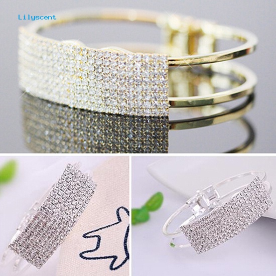 Lilyscent Mode Baru Elegan Wanita Bangle Gelang Gelang Kristal Cuff Bling Lady Hadiah