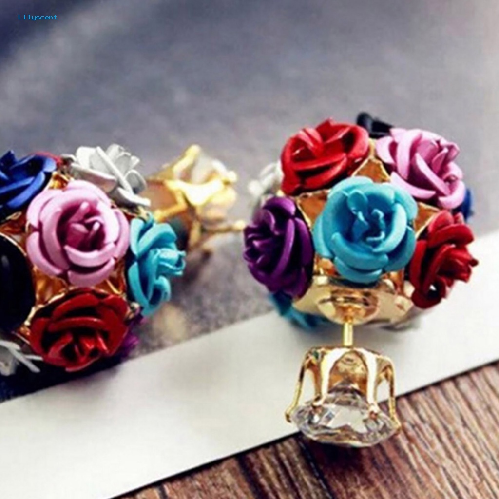 Lilyscent Liontin Telinga Bahan Alloy Untuk Kehidupan Sehari-Hari Anting Bentuk Mawar Kreatif