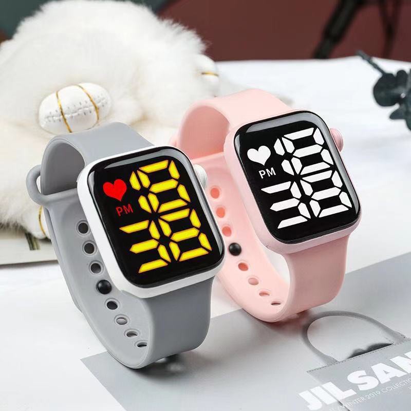 COD Jam Tangan Digital Wanita Pria Sport Tahan Air Fashion Watch LED Tampilan Layar Besar Dengan Font Warna-warni Strap Warna Candy Bahan SIlikon Import Premium