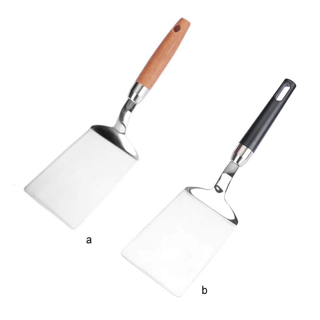 Spatula Masak Stainless Steel Gagang Anti Geser Pizza Penggorengan Telur Ikan Sekop Es Scoop Scraper BBQ Untuk Gadget