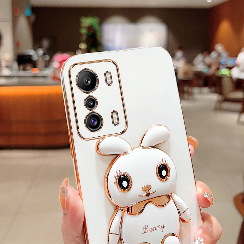 Andyh Case Ponsel Untuk Infinix Zero 5G 2022 X6815 X6815B Kartun Lucu Kelinci Kecil Tepi Lurus Soft Shell Mengirim lanyard Silikon