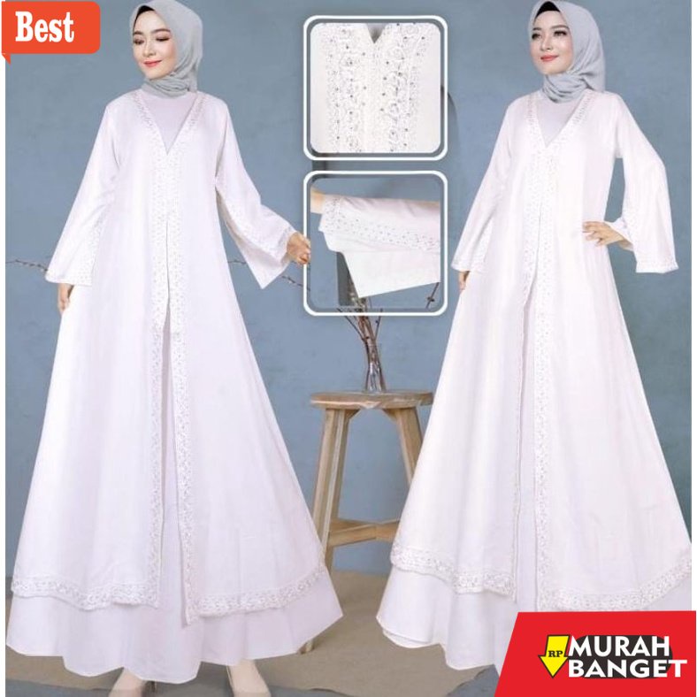 Gaya ala timur tengah di hari raya- NEW ABAYA WHITE TURKEY/ ABAYA TURKEY ARABIC WARNA PUTIH TERBARU/