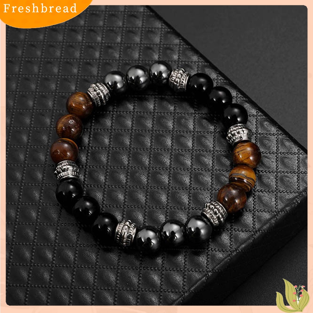 &lt; Freshbread &gt; Fashion Unisex Pumice Tiger Eye Stone Beads Gelang Pesona Tangan Pesta Perhiasan