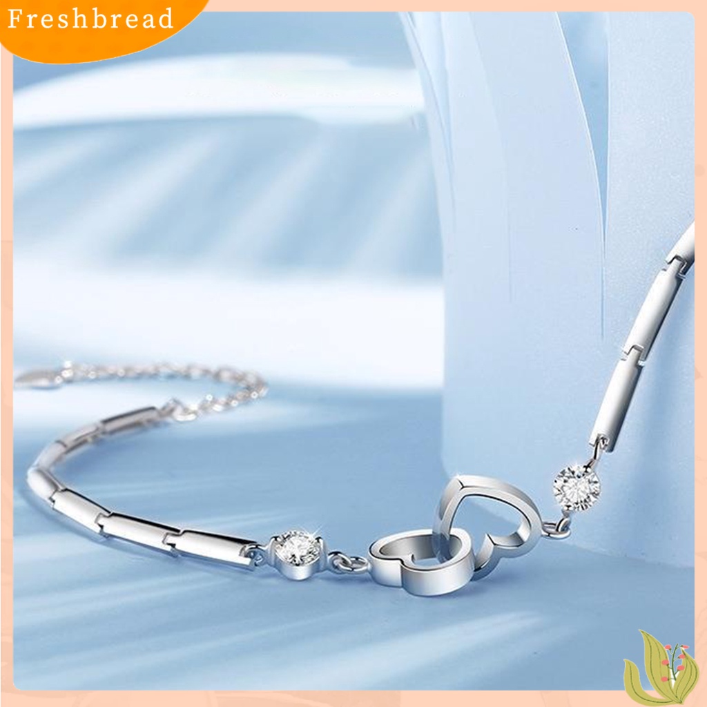 &lt; Freshbread &gt; Wanita Gelang Warna Solid Halus Berongga Keluar Adjustable Berlian Imitasi Rantai Pergelangan Tangan Hadiah Pernikahan