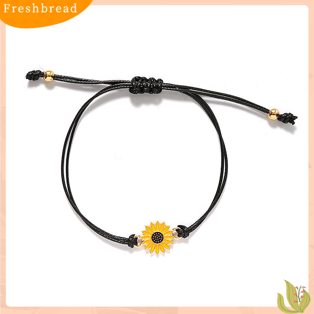 &lt; Freshbread &gt; 2Pcs Wanita Gadis Bunga Matahari Adjustable Gelang Persahabatan Perhiasan Dekorasi