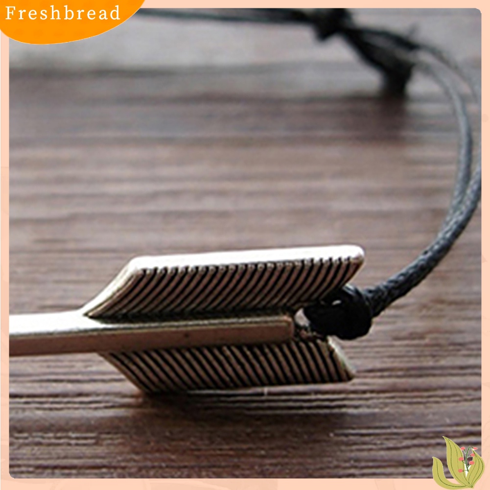 &lt; Freshbread &gt; Pria Wanita Vintage Arrow Pendant Handmade Adjustable Gelang Punk Cuff Bracelet