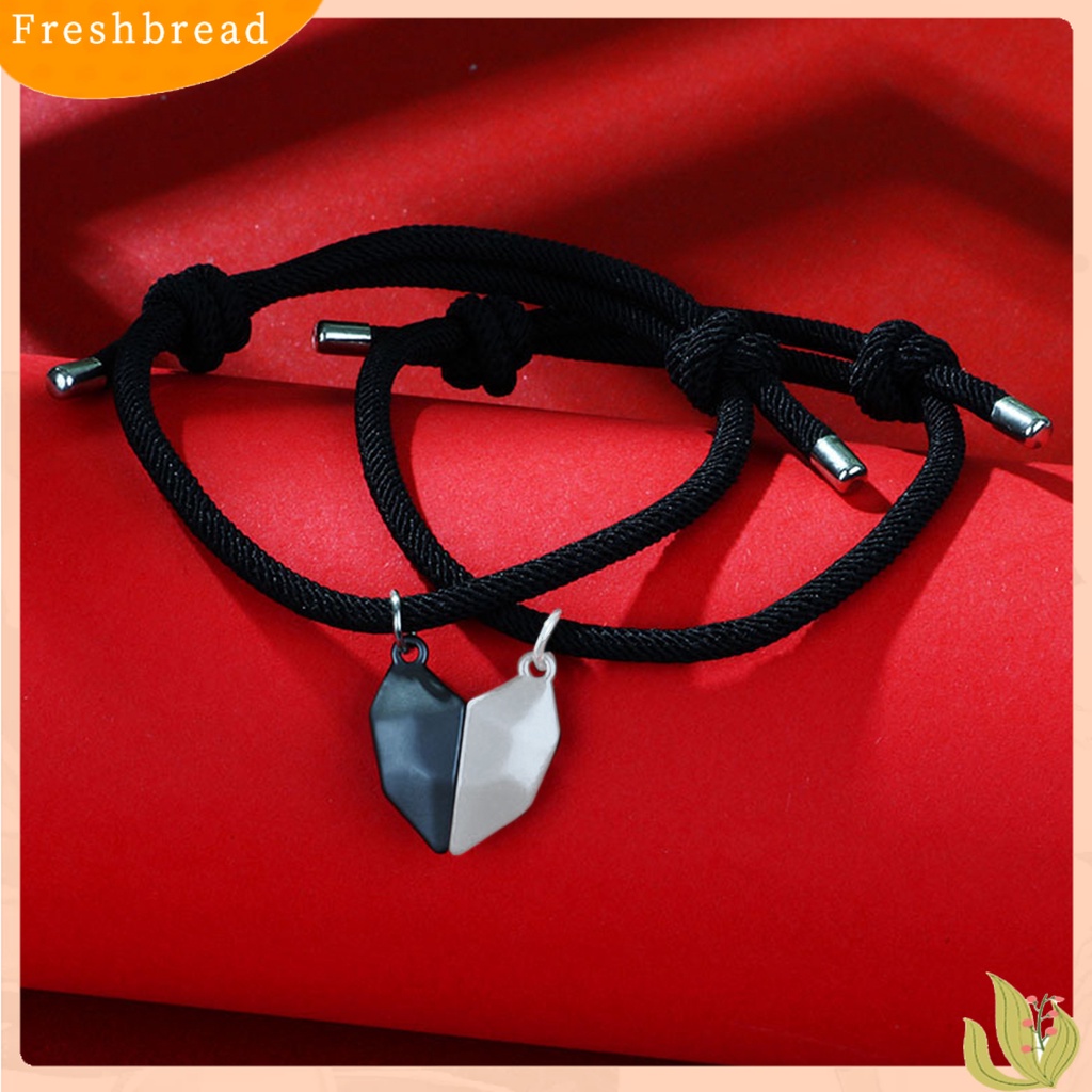 &lt; Freshbread &gt; 1pasang Gelang Couple ic Cinta Romantis Unisex Bentuk Hati Panjang Yang Dapat Disesuaikan Pria Bracelet Jewelry