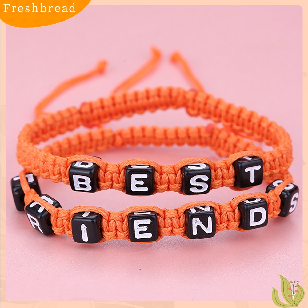 &lt; Freshbread &gt; 2Pcs/Set Unisex BEST FRIEND Letter Charm Handmade Anyaman Gelang Persahabatan