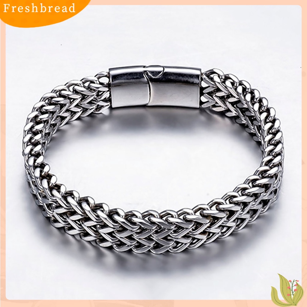 &lt; Freshbread &gt; Gelang Dipoles Ramah Kulit Titanium Steel Pria Braided Chain Bracelet Untuk Ulang Tahun