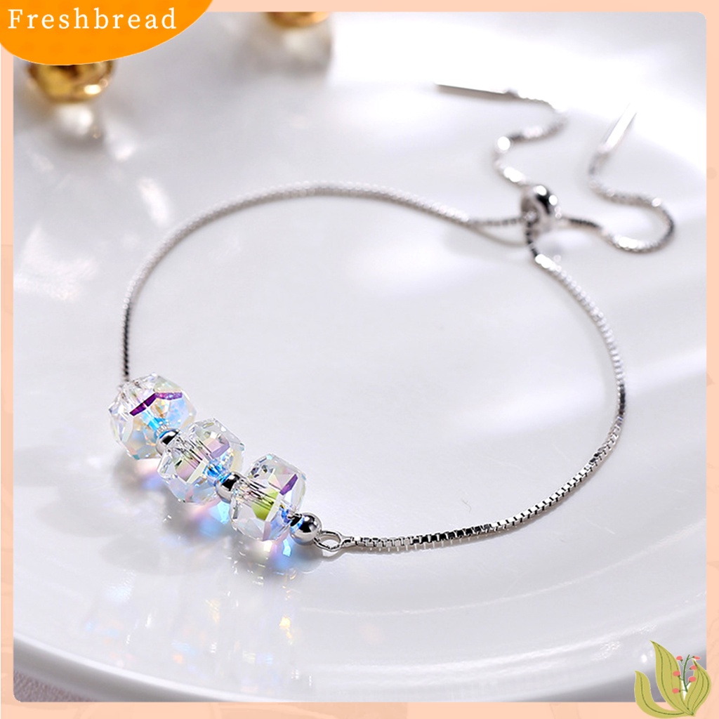 &lt; Freshbread &gt; Wanita Aksesori Perhiasan Gelang Manik-Manik Berlian Imitasi Simple Adjustable Untuk Anniversary