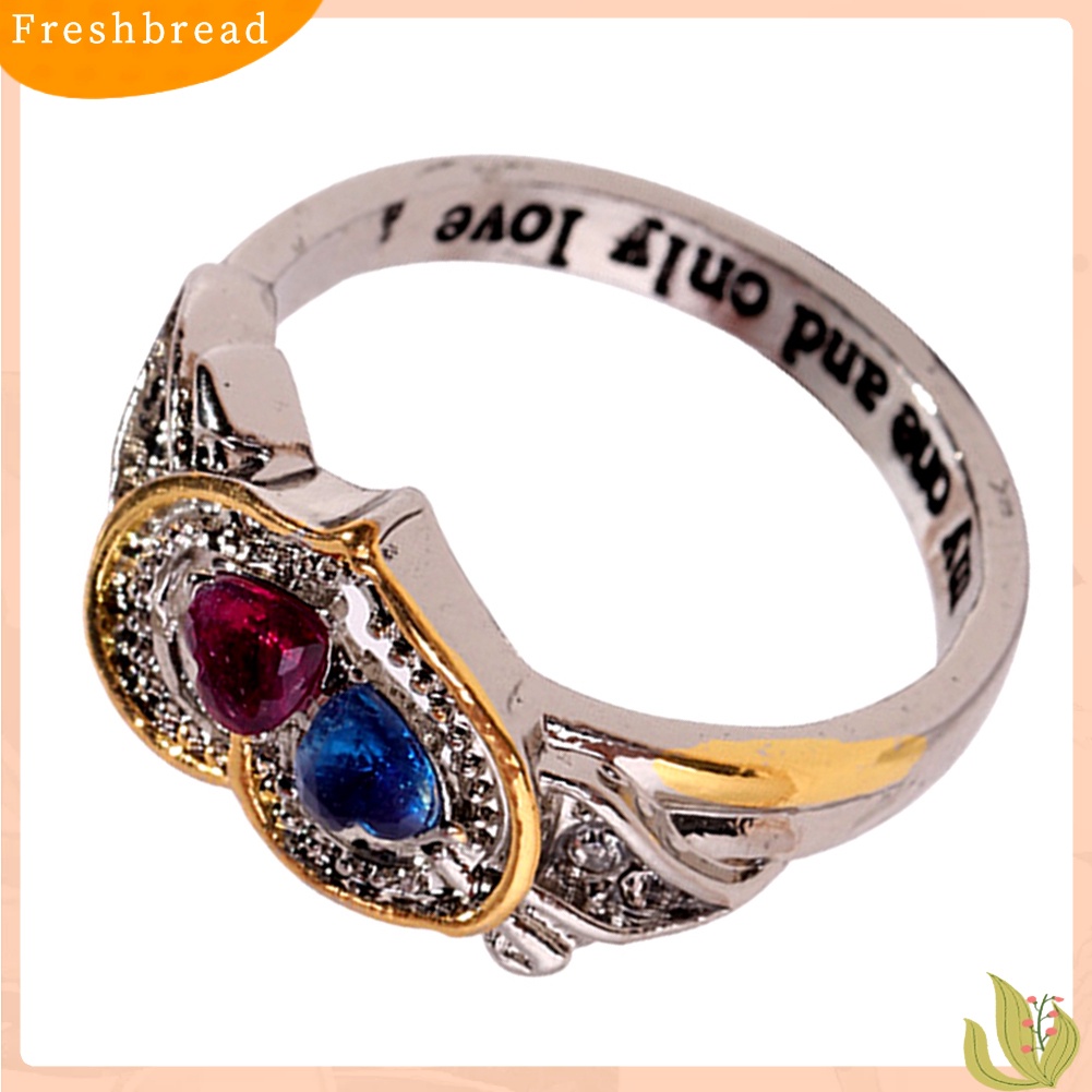 &lt; Freshbread &gt; Wanita Berlian Imitasi Cinta Hati Paduan Fashion Cincin Perhiasan Hadiah Untuk Hari Kasih Sayang