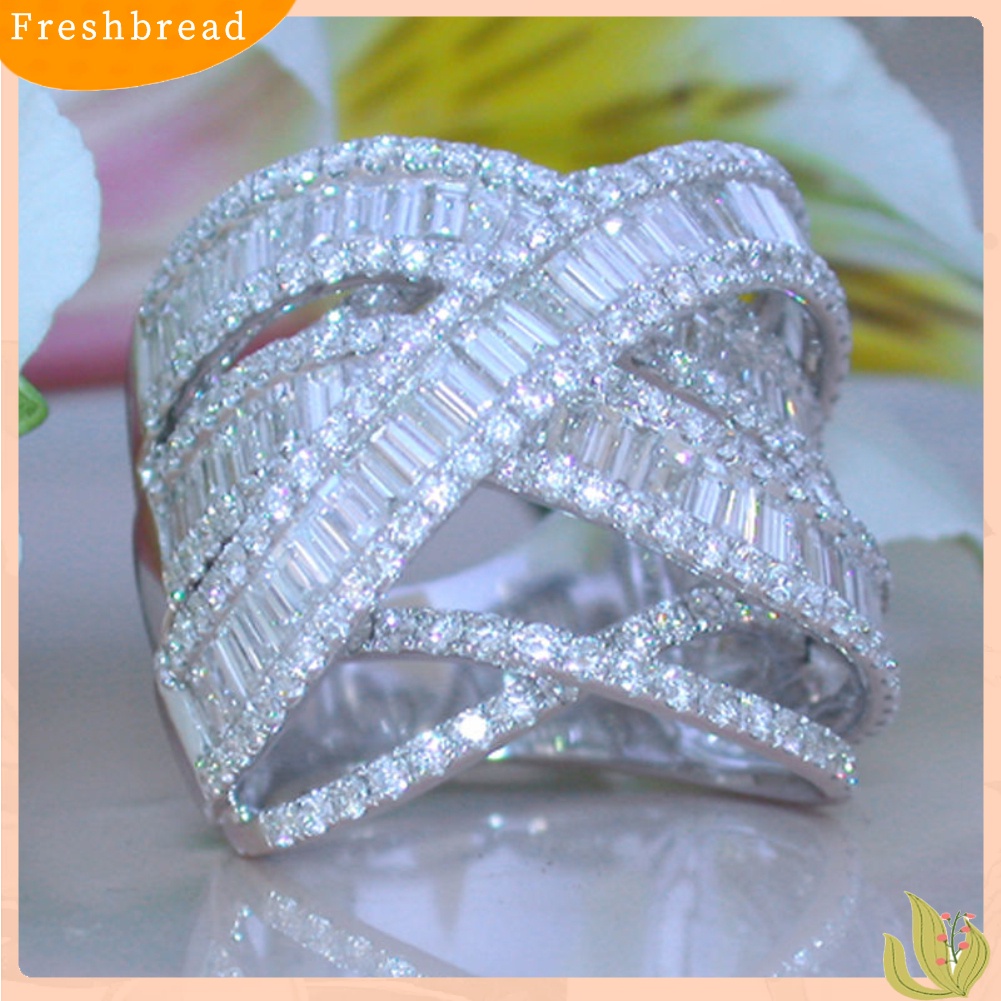 &lt; Freshbread &gt; Wanita Cantik Multi-layer Berongga Berlian Imitasi Cincin Pernikahan Pengantin Pesta Perhiasan