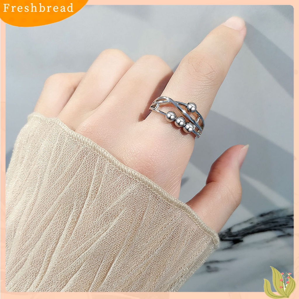 &lt; Freshbread &gt; Opening Adjustable Copper Anxiety Ring Stress Relief Geometris Manik-Manik Wanita Cincin Perhiasan Aksesori