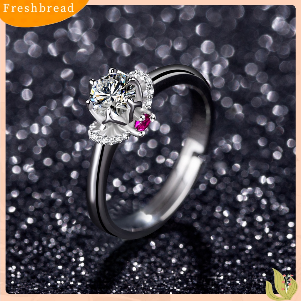 &lt; Freshbread &gt; Finger Ring Cubic Zirconia Berlian Imitasi Mengkilap Electroplating Polishing Dekorasi Pembukaan Sparkling Women Engagement Ring Perhiasan Aksesori