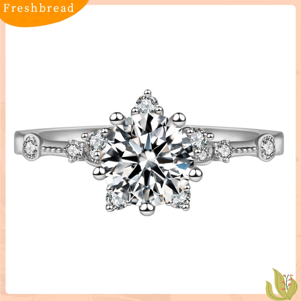 &lt; Freshbread &gt; Wanita Zirkon Bersinar Snowflake Open-end Ring Retro Circlet Perhiasan Pasangan Hadiah