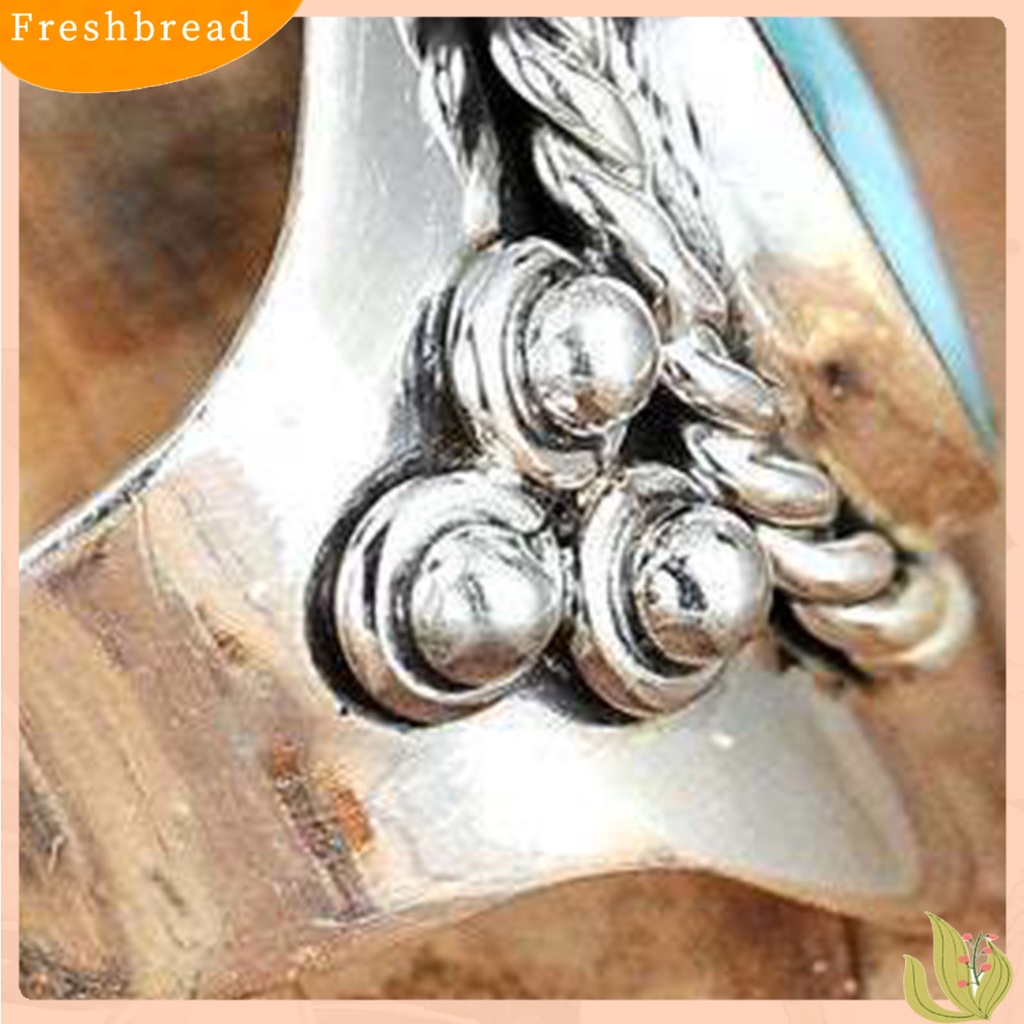 &lt; Freshbread &gt; Jari Cincin Boho Vintage Rim Lebar Geometris Electroplating Hias Hadiah Pria Wanita Hijau Perhiasan Cincin Koktail Permata Imitasi Untuk Pakaian Sehari-Hari