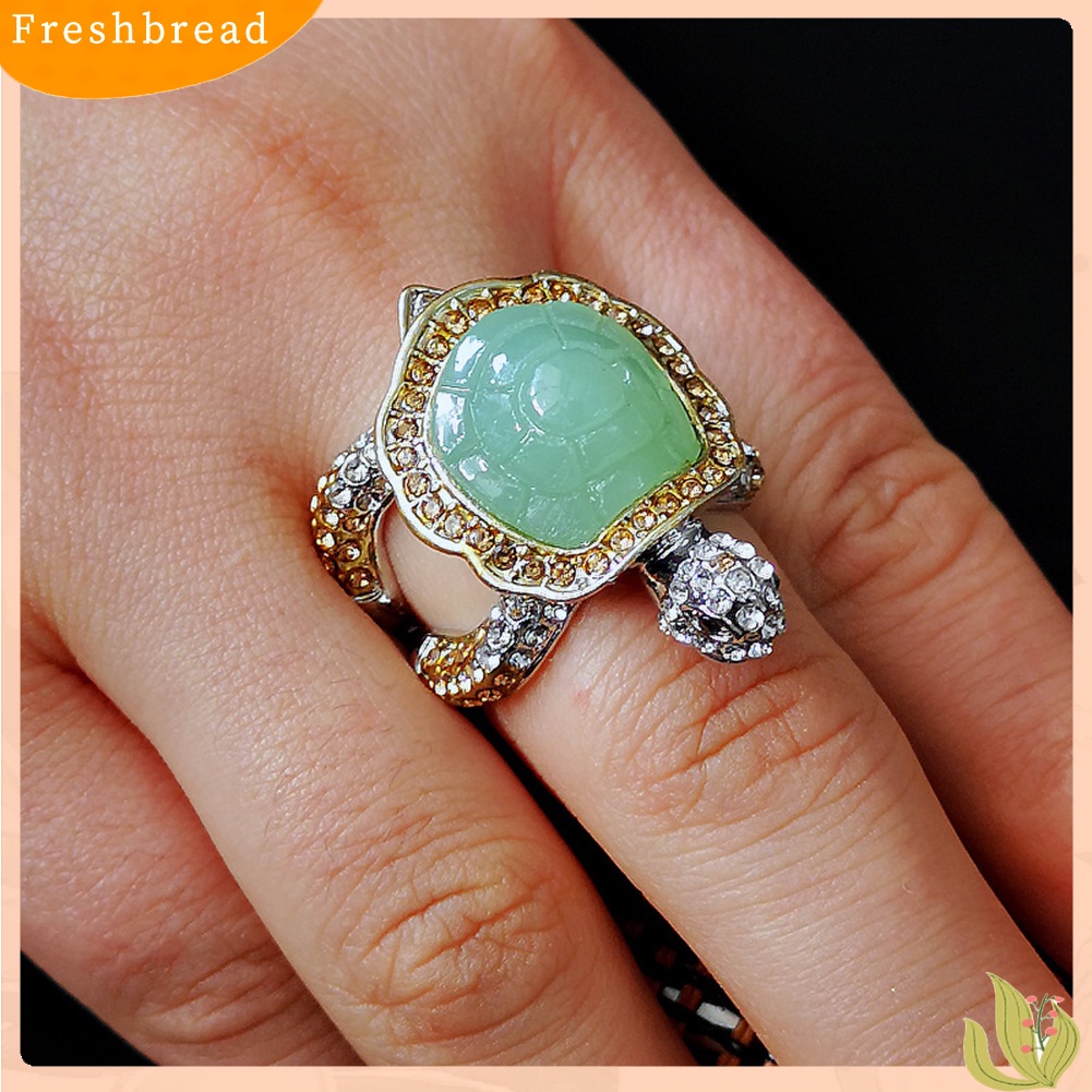 &lt; Freshbread &gt; Fashion Wanita Berlian Imitasi Bertatahkan Turtle Cincin Pernikahan Pertunangan Perhiasan Hadiah