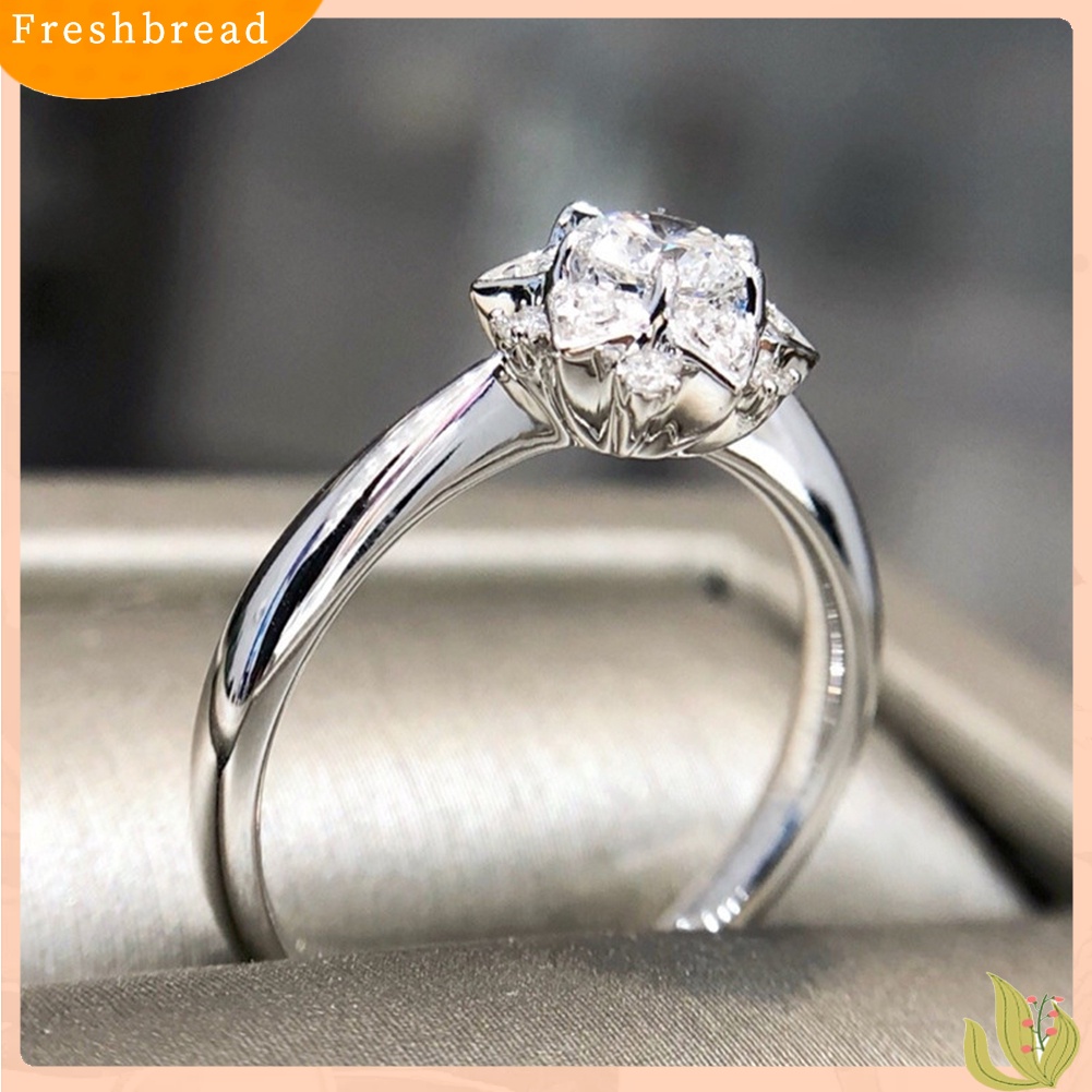 &lt; Freshbread &gt; Mewah Bunga Berlian Imitasi Jari Cincin Wanita Pernikahan Pertunangan Pengantin Perhiasan