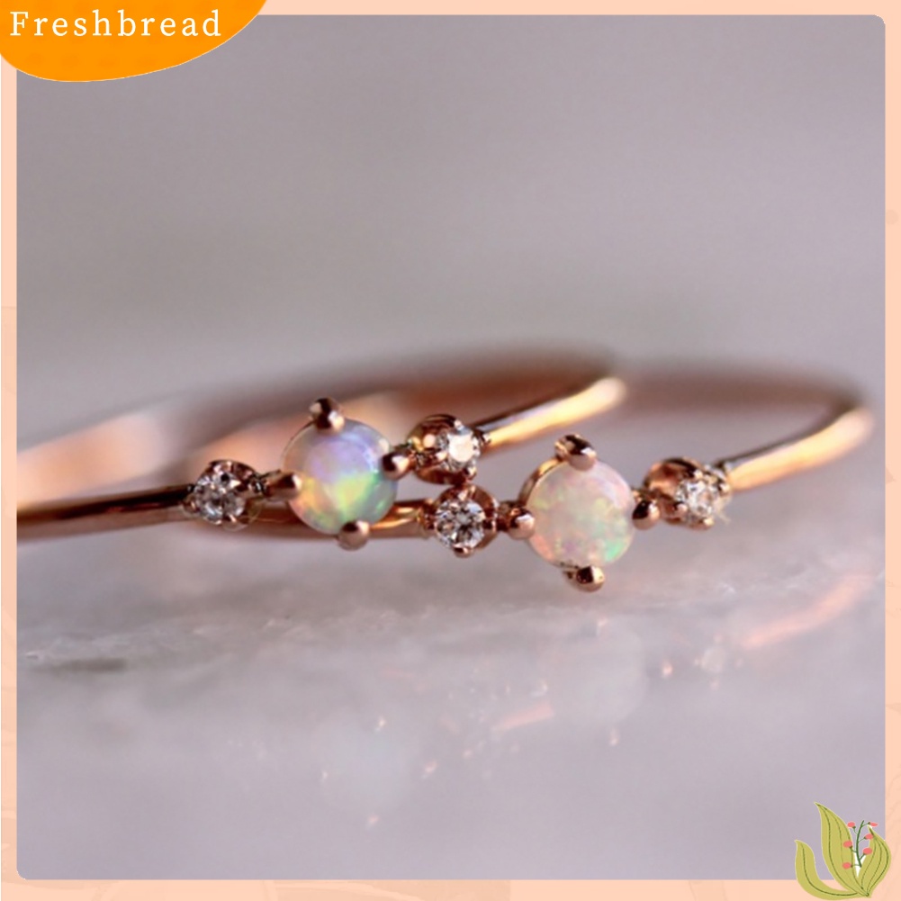 &lt; Freshbread &gt; Elegan Bertatahkan Faux Opal Gemstone Jari Cincin Pernikahan Pertunangan Wanita Perhiasan