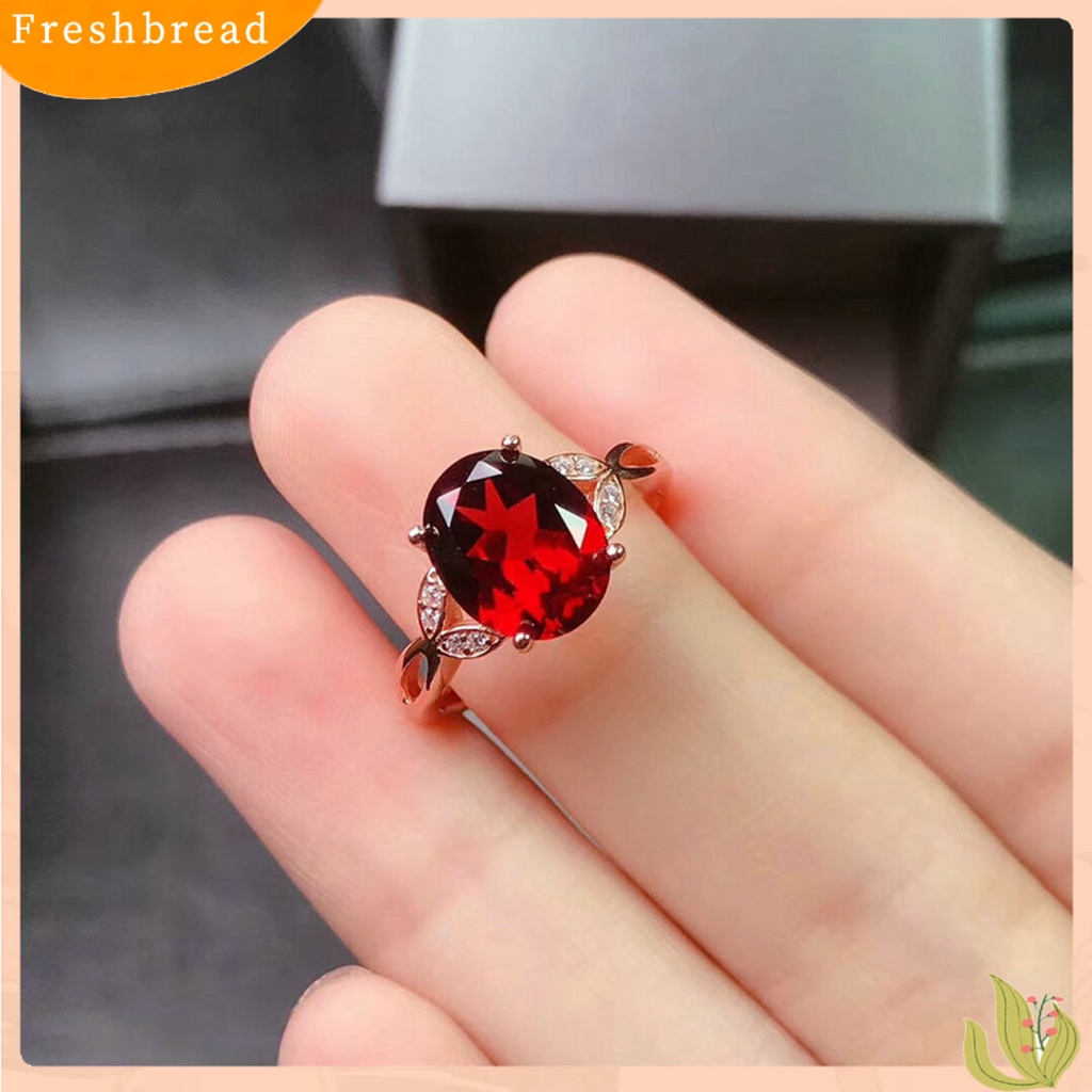 &lt; Freshbread &gt; Cincin Jari Geometris Perhiasan Imitasi Garnet Pembukaan Adjustable Sparkling Ring Untuk Pakaian Sehari-Hari