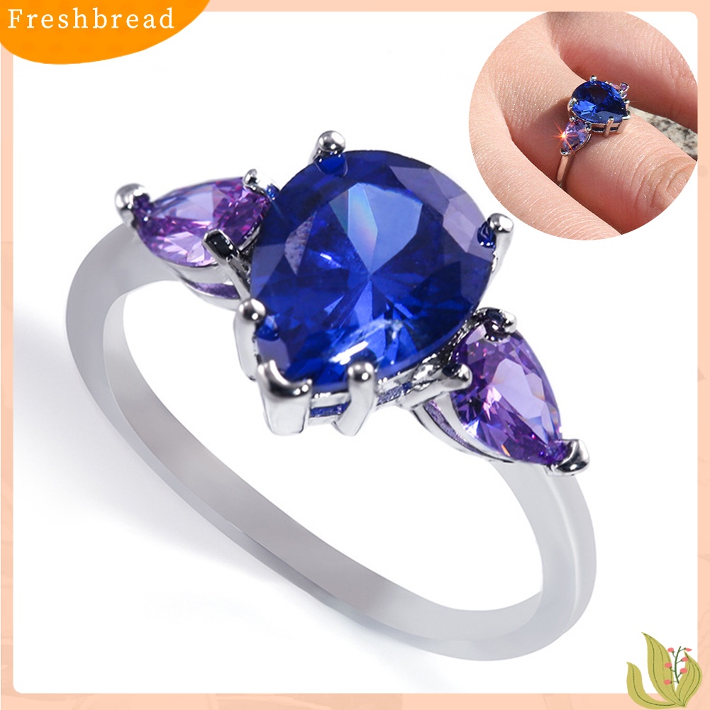 &lt; Freshbread &gt; Fashion Wanita Faux Safir Amethyst Jari Cincin Hadiah Perhiasan Pesta Pernikahan