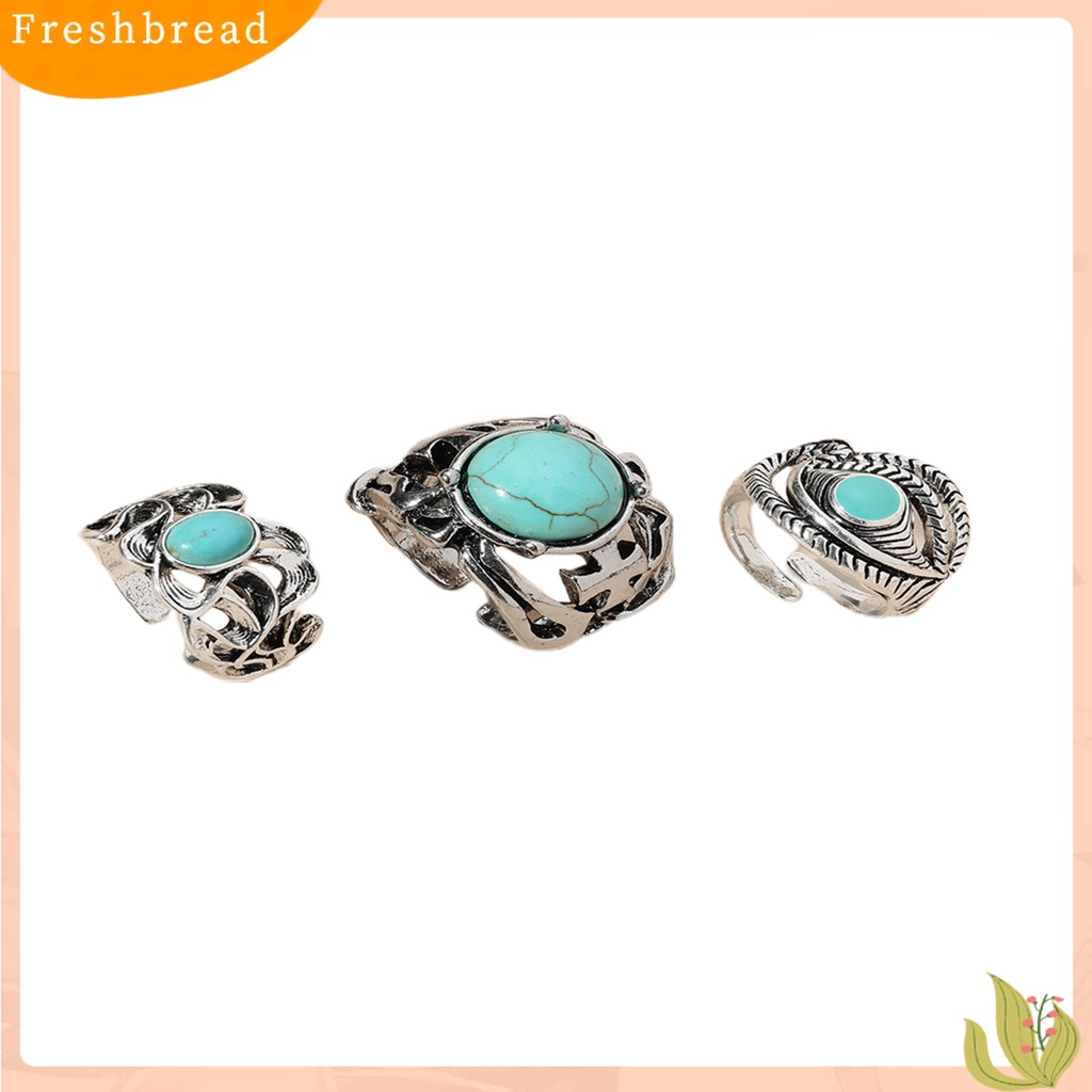 &lt; Freshbread &gt; 3Pcs Cincin Jari Wanita Adjustable Aksesoris Tahan Aus Cincin Terbuka Mata Kucing Untuk Pesta Malam