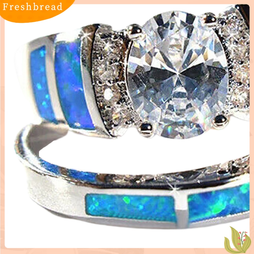 &lt; Freshbread &gt; 2 Pcs Knuckle Rings Bersinar Berlian Imitasi Geometris Buatan Batu Permata Electroplating Dekorasi Hypoallergenic Mewah Biru Cubic Zirconia Pernikahan Rings Wanita Perhiasan