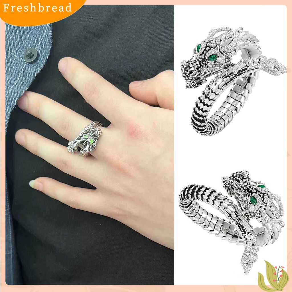 &lt; Freshbread &gt; Pria Cincin Pembukaan Berlebihan Tren Baru Kepribadian Hadiah Keren Perak-Warna Lilit Naga Loong Jari Cincin Perhiasan Fashion