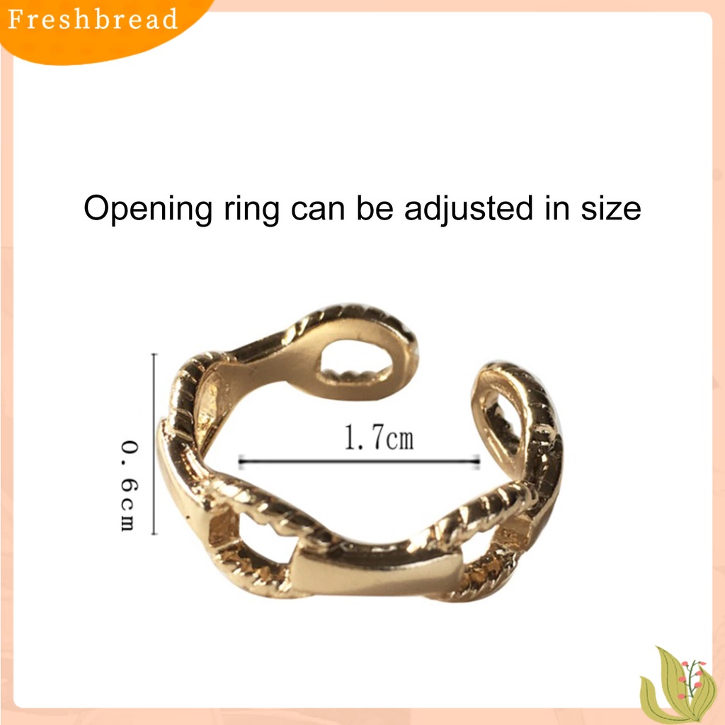 &lt; Freshbread &gt; Ladies Rings Desain Berongga Lingkaran Dapat Disesuaikan Paduan Sederhana Pengerjaan Halus Jari Rings Untuk Hadiah