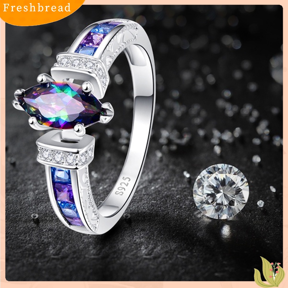 &lt; Freshbread &gt; Wanita Fashion Multicolor Marquise Cut Cubic Zirconia Hias Jari Cincin Perhiasan