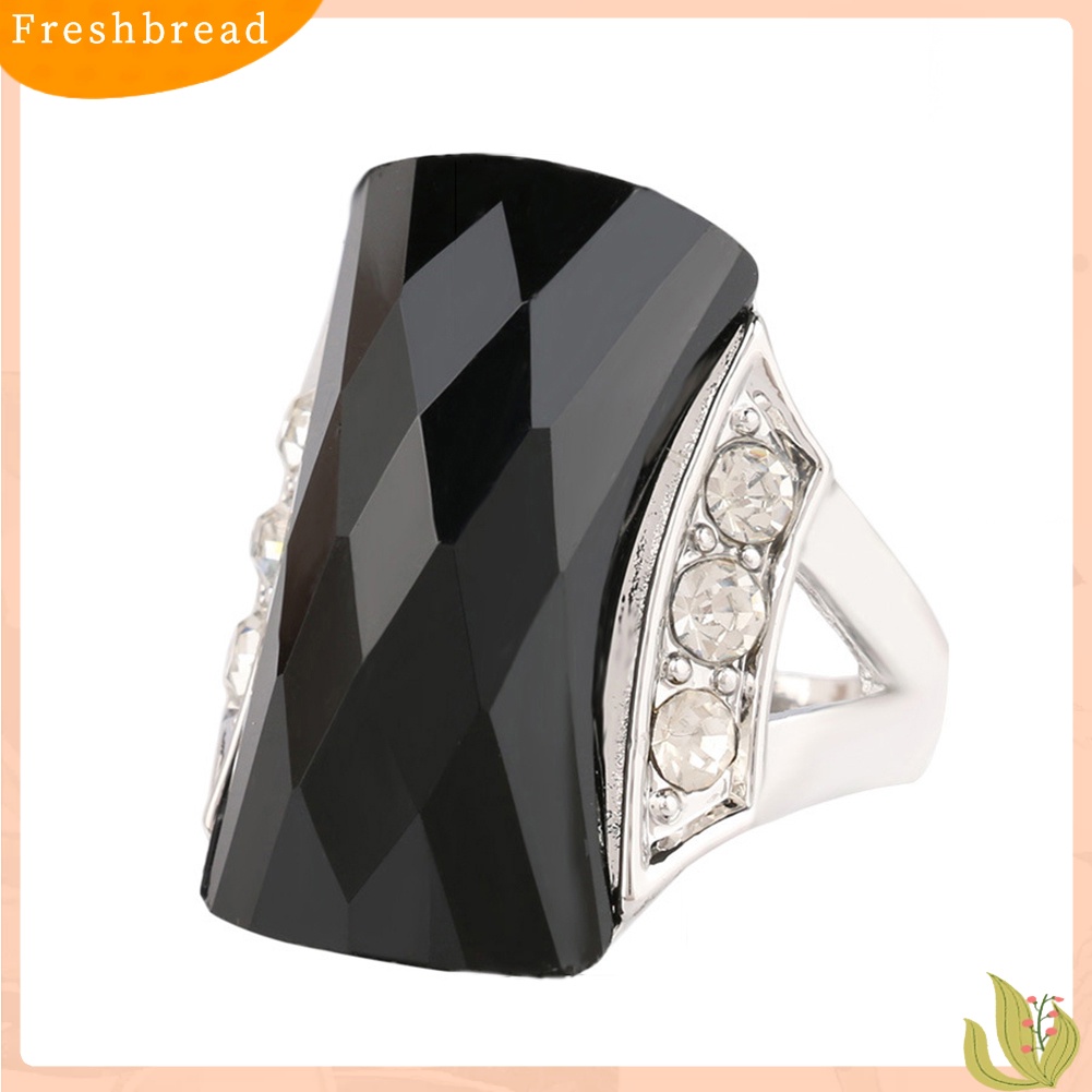 &lt; Freshbread &gt; Wanita Bohemia Vintage Geometris Resin Pesona Berlian Imitasi Cincin Jari Perhiasan Hadiah