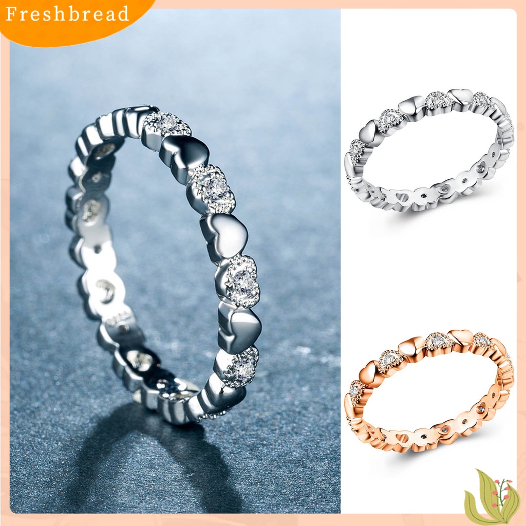 &lt; Freshbread &gt; Cincin Wanita Bentuk Hati Cubic Zirconia Perhiasan Manis Fashion Penampilan Cincin Jari Untuk Pernikahan