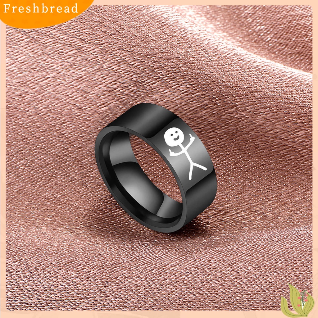 &lt; Freshbread &gt; Cincin Pasangan Hip Hop Dipoles Fashion Perhiasan Hadiah Baja Titanium Gambar Tangan Stickman Graffiti Women Ring Untuk Perjamuan