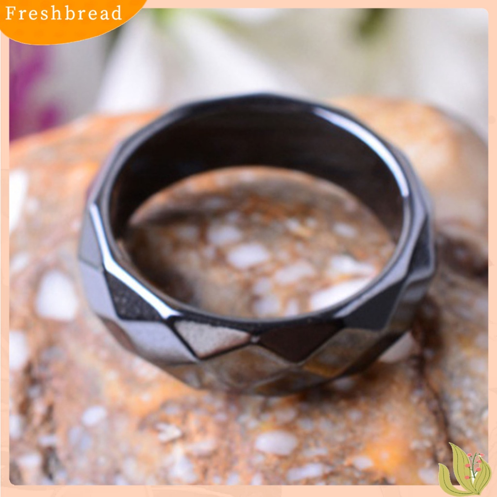 &lt; Freshbread &gt; Cincin Jari Permukaan Geometris Trendy Hitam Bulat Semua Cocok Ring Untuk Pacaran