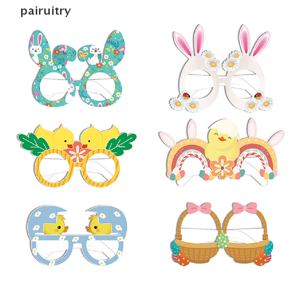 Prt 6Pcs/Pack Easter Fun Glasses Frame Dekorasi Pesta Paskah Gelas Kertas PRT