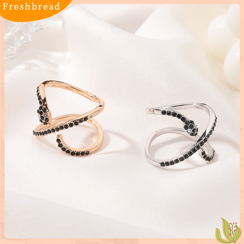 &lt; Freshbread &gt; Wanita Bentuk Ular Sederhana Adjustable Punk Jari Cincin Perhiasan Aksesori