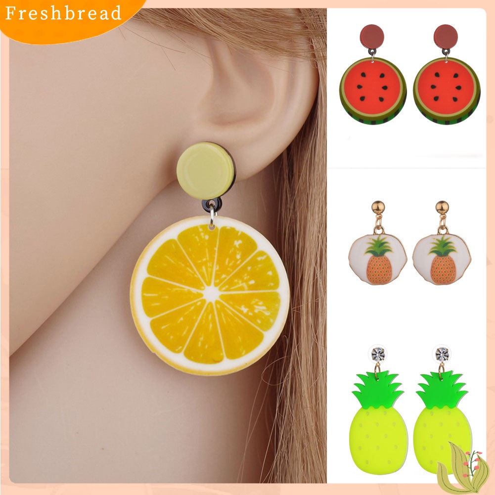 &lt; Freshbread &gt; Anting Buah Gaya Korea Wanita Tomat Lemon Kiwi Akrilik Tanggal Perjalanan Perhiasan