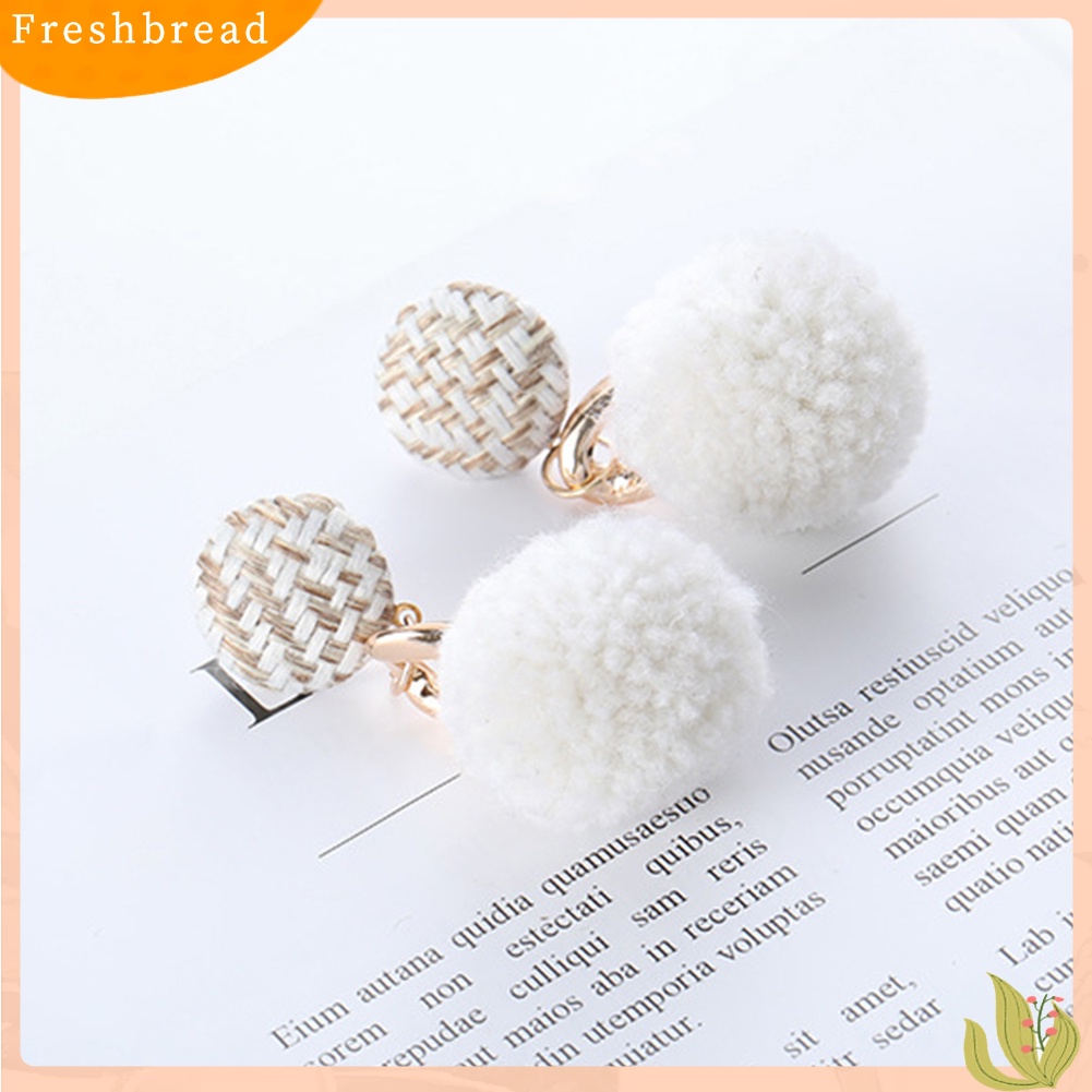 &lt; Freshbread &gt; Musim Dingin Wanita Manis Pompom Menjuntai Drop Ear Stud Earrings Perhiasan Hadiah Teman