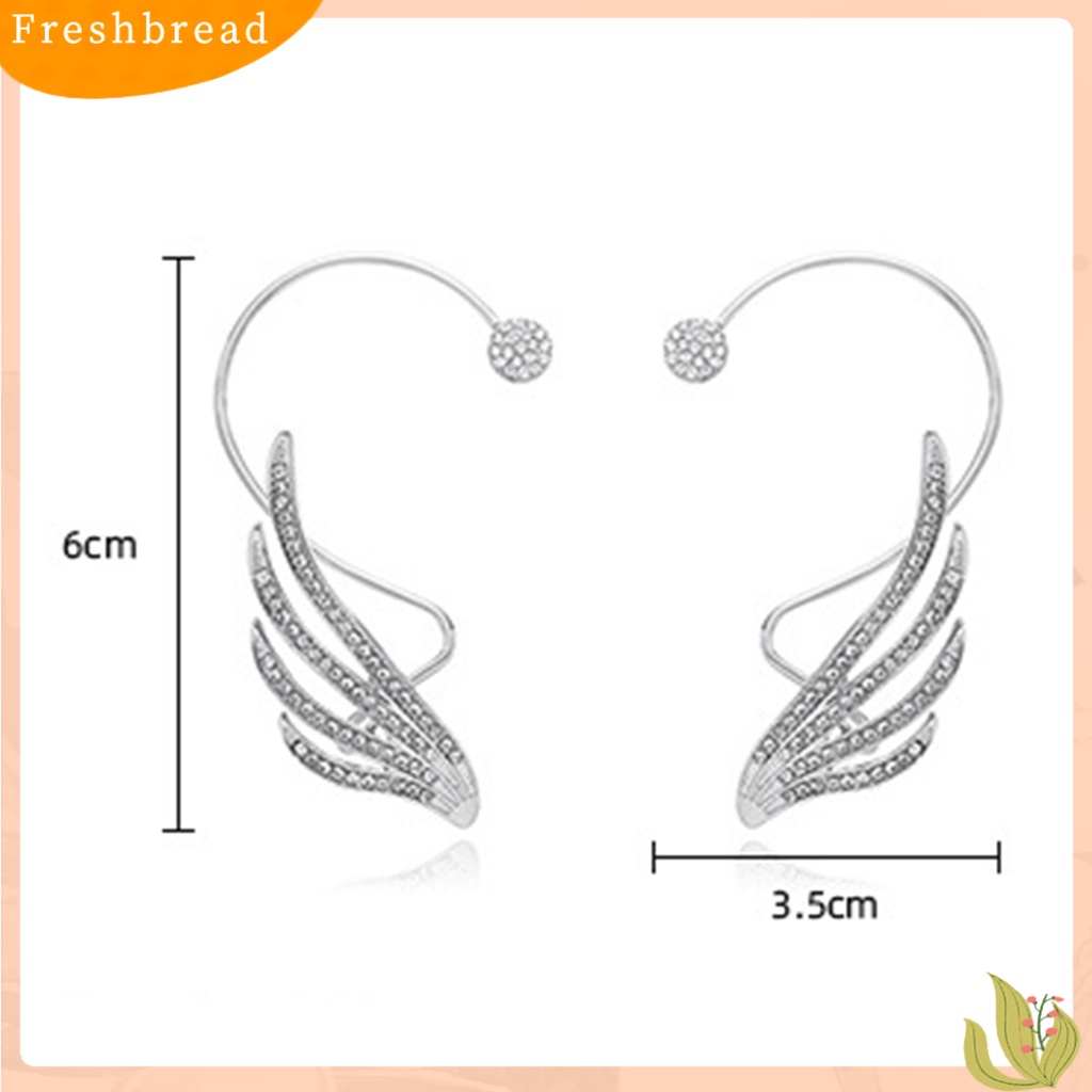 &lt; Freshbread &gt; 1Pc Mewah Romantis Telinga Manset Alloy Sayap Malaikat Berlian Imitasi Anting Pesta Perhiasan