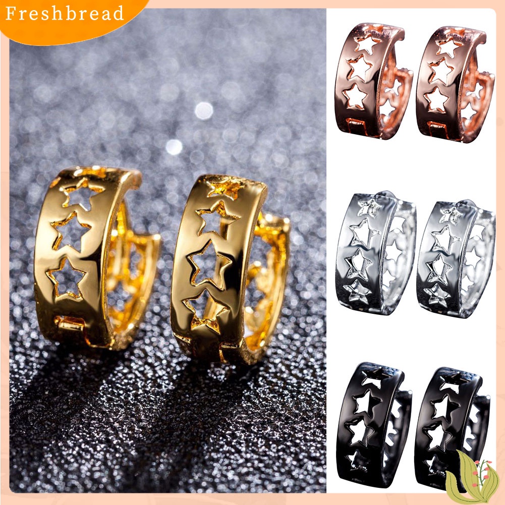 &lt; Freshbread &gt; Klip Telinga Bungkus Manset Club Perhiasan Wanita Chic Berongga Bintang Pesta Huggie Earrings