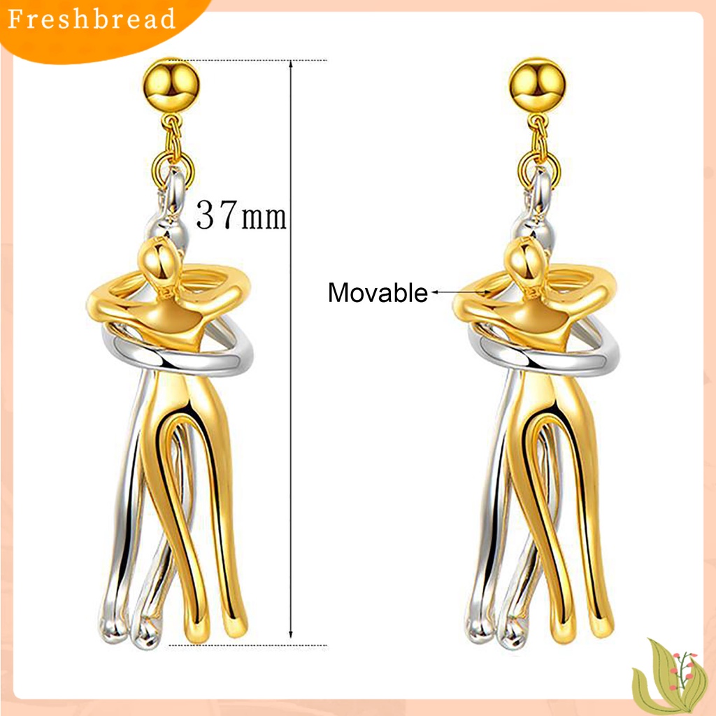 < Freshbread > 1pasang Wanita Pasangan Kreatif Peluk Liontin Anting Menjuntai Perhiasan Aksesori Hadiah