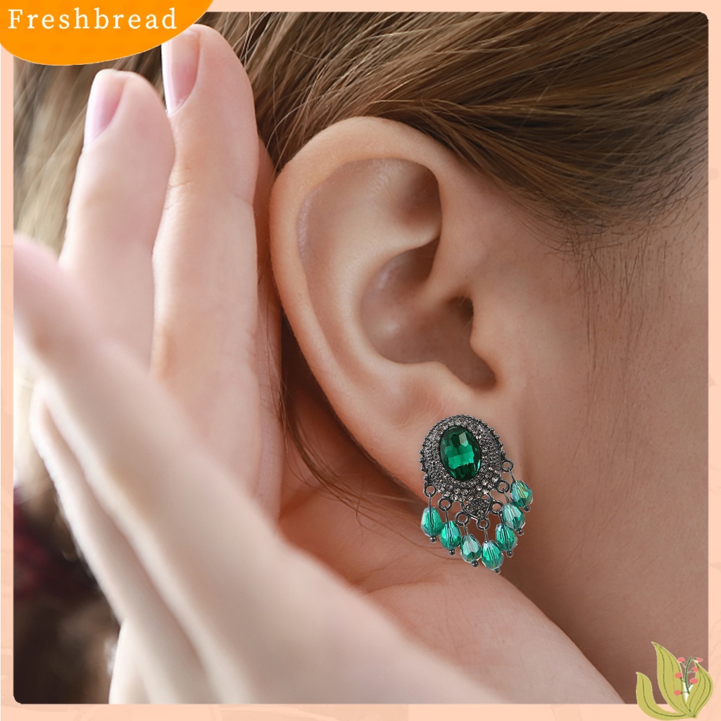 &lt; Freshbread &gt; Ear Studs Berlian Imitasi Menawan Wanita Anting Kristal Imitasi Mengkilap Untuk Pacaran